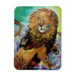 Mystical Crystal Lion Painting "New Worlds"  Magnet