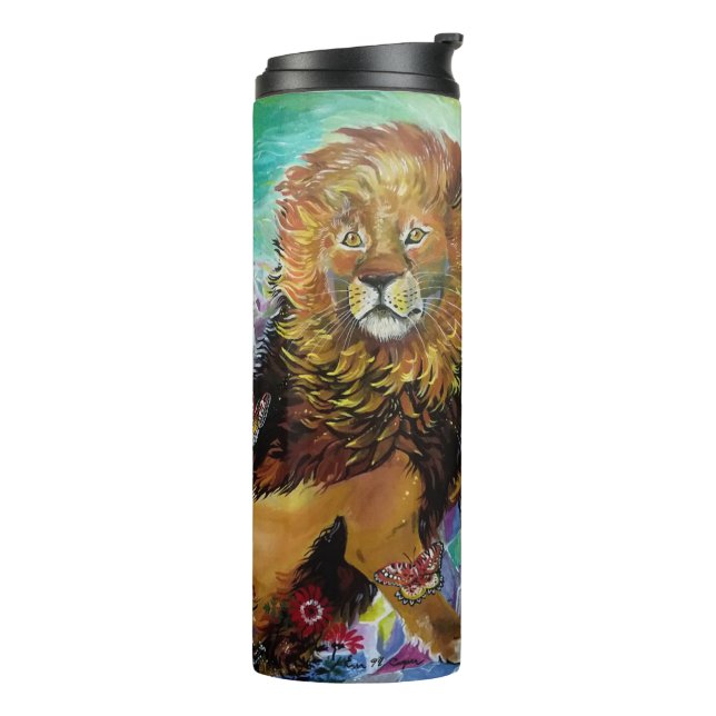 Mystical Crystal Lion Painting "New Worlds"   Thermal Tumbler (Rotated Left)