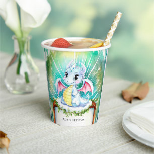 Mystical Cute Dragon Birthday Paper Cups
