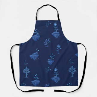 Mystical Cyberpunk Botanical Elements in Midnight  Apron