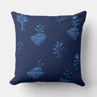 Mystical Cyberpunk Botanical Elements in Midnight  Cushion