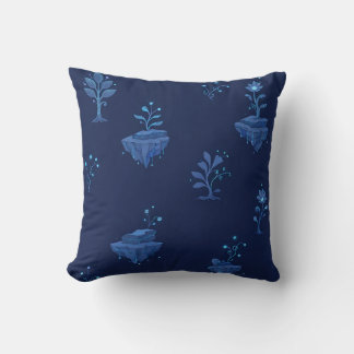 Mystical Cyberpunk Botanical Elements in Midnight  Cushion
