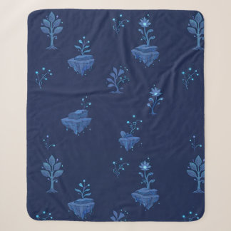 Mystical Cyberpunk Botanical Elements in Midnight  Sherpa Blanket