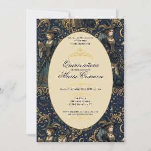 Mystical Dark Academia Quinceanera tiara Invitation