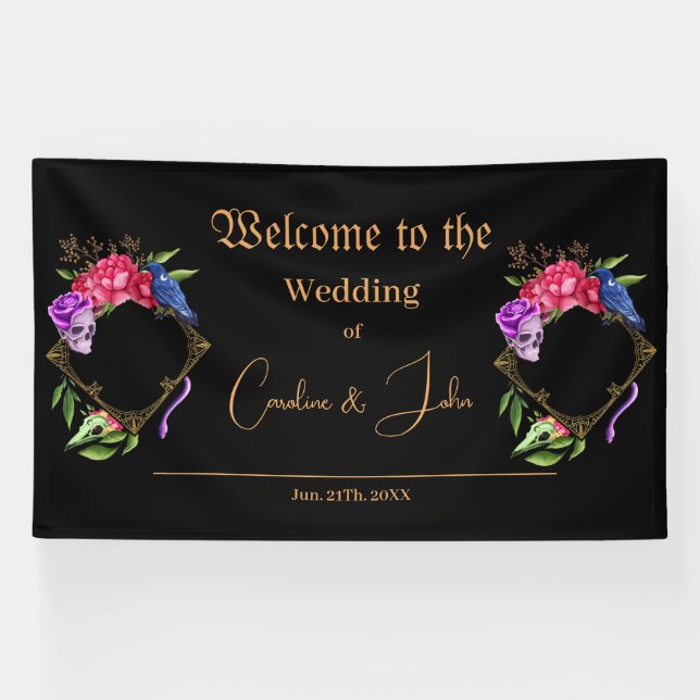 Mystical dark and romantic wedding design banner (Horizontal)