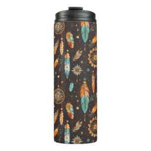 Mystical Dark Boho: Feathers & Dream Catchers Desi Thermal Tumbler