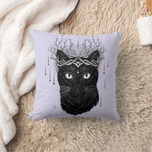 mystical dark cat cushion