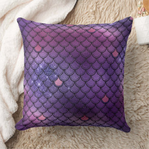 Mystical Dark Mermaid Scales & Ocean Trident illow Cushion