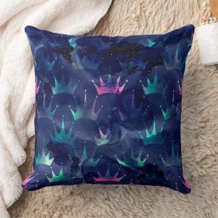 Mystical Dark Mermaid Scales & Ocean Trident illow Cushion