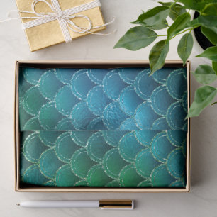 Mystical Dark Mermaid Scales & Ocean Trident illow Tissue Paper