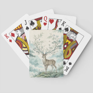 Mystical Deer Forest Watercolor Art Playing Cards