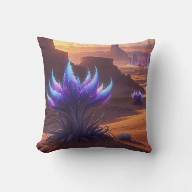 Mystical Desert with Futurist City Cushion (Front)