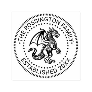 Mystical Dragon #8 Family Name Date Estd Self-inking Stamp