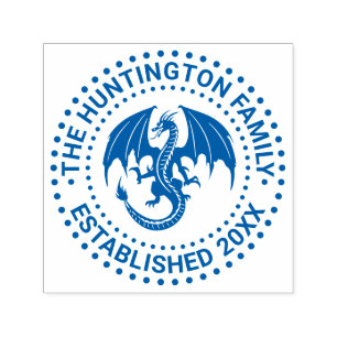 Mystical Dragon #9 Dots 2X Frame Family Name Date Self-inking Stamp