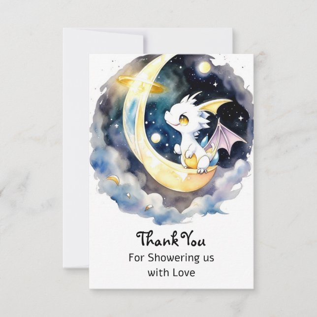 Mystical Dragon Baby Shower Thank You Card (Front)