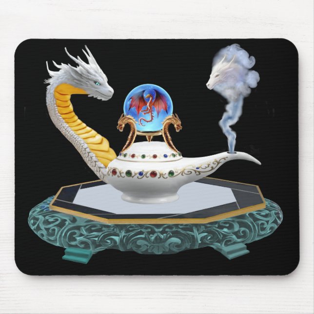 Mystical Dragon Ceramic Lamp Crystal Ball Mousepad (Front)