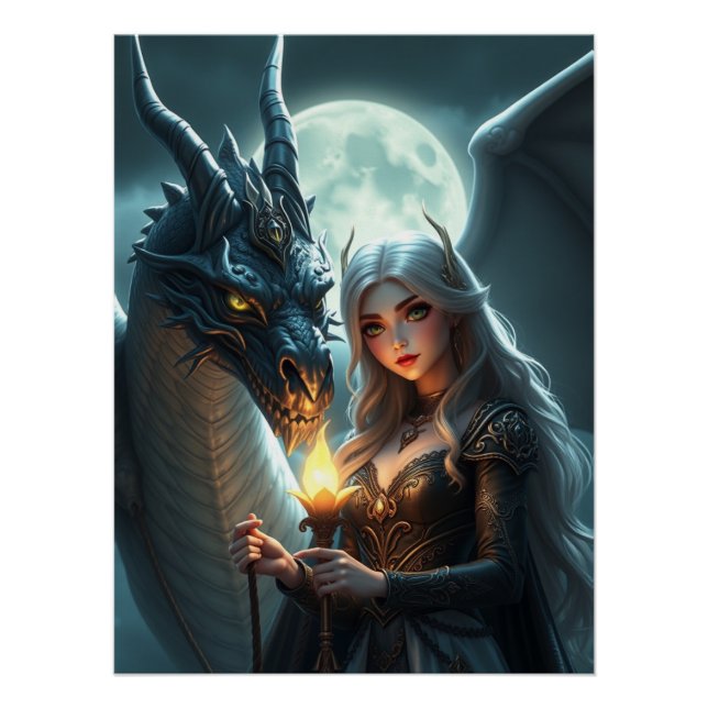 Mystical Dragon Fantasy Art  Poster (Front)