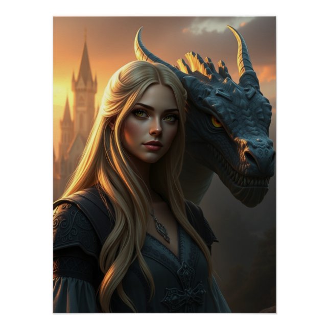 Mystical Dragon Fantasy Art  Poster (Front)