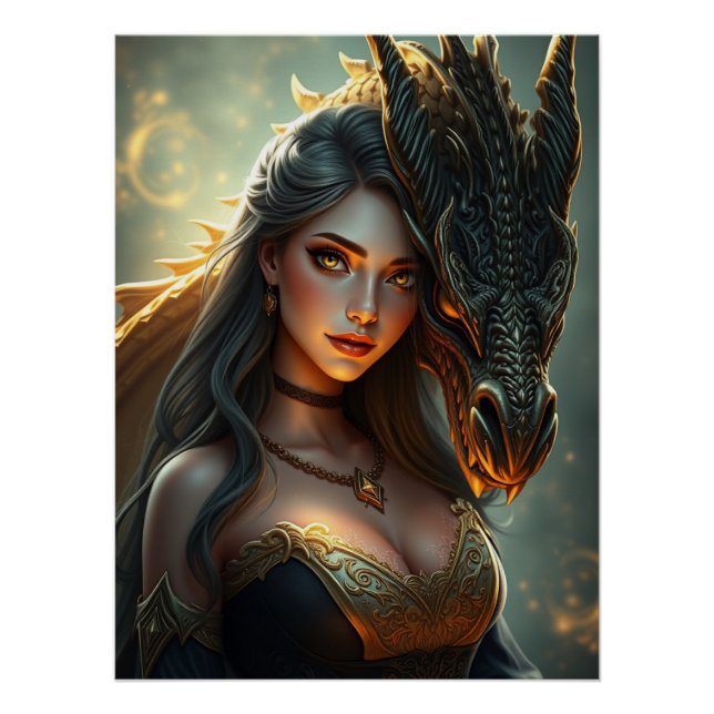 Mystical Dragon Fantasy Art  Poster (Front)