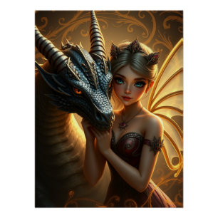 Mystical Dragon Fantasy Art Poster