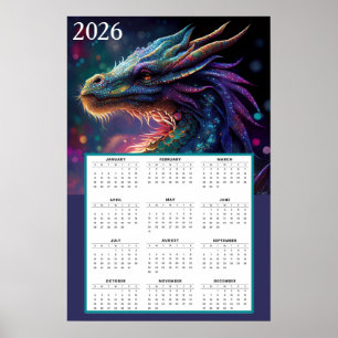 Mystical Dragon Fantasy Calendar 2026 Poster