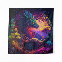 Mystical Dragon Fantasy Colourful Cloth