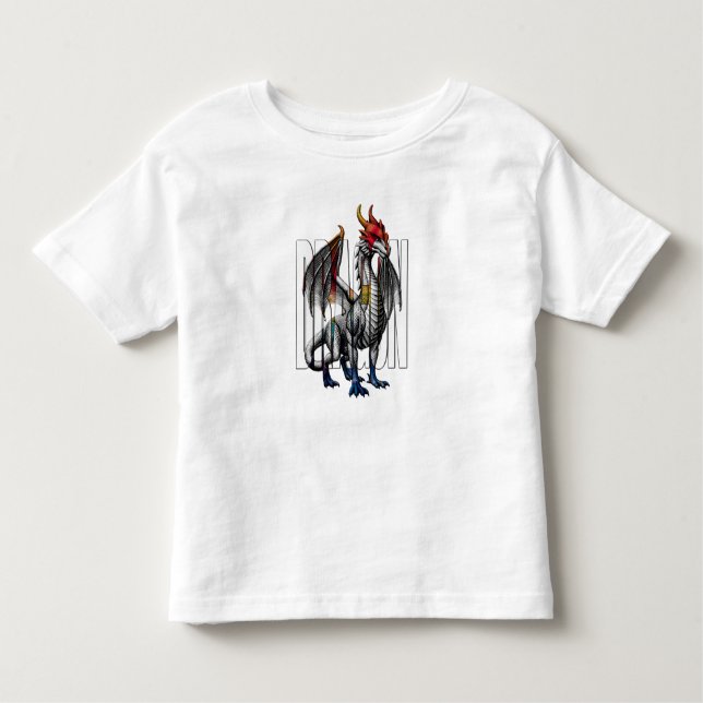 Mystical Dragon Fantasy Creature Design Toddler T-Shirt (Front)