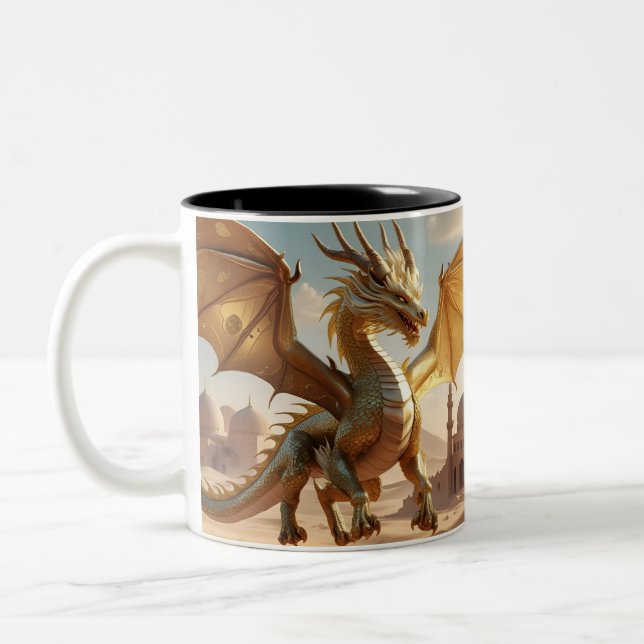 Mystical Dragon in Desert – Fantasy Mug Design (Left)