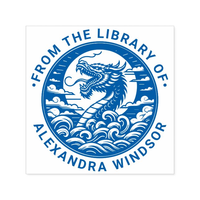 Mystical Dragon Silhouette #9 Library Book Name Self-inking Stamp (Design)