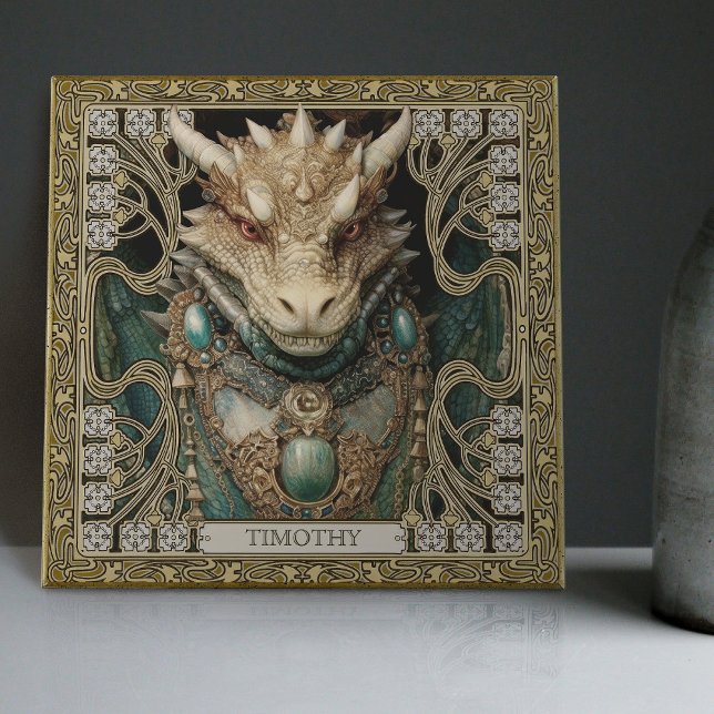 Mystical Dragon Spirit Altarpiece Personalised Ceramic Tile (Creator Uploaded)