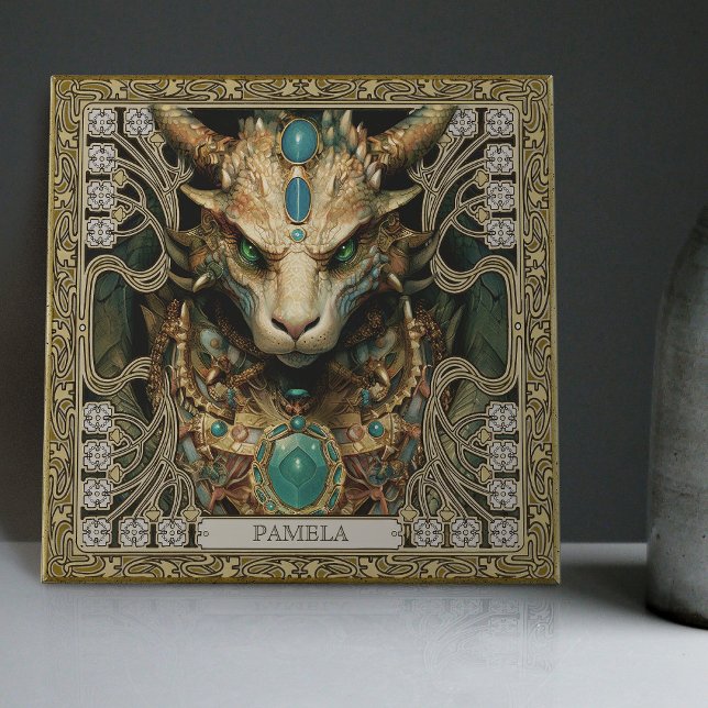 Mystical Dragon Spirit Altarpiece Personalised Ceramic Tile (Creator Uploaded)