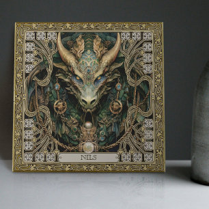 Mystical Dragon Spirit Altarpiece Personalised Ceramic Tile