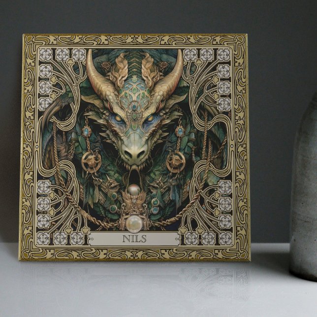 Mystical Dragon Spirit Altarpiece Personalised Ceramic Tile (Creator Uploaded)