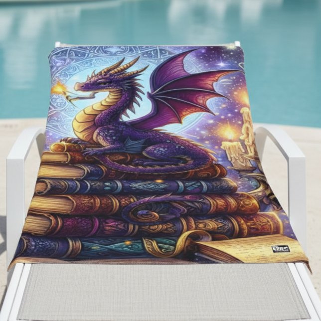 Mystical Dragon Wizard Books Beach Towel (Creator Uploaded)