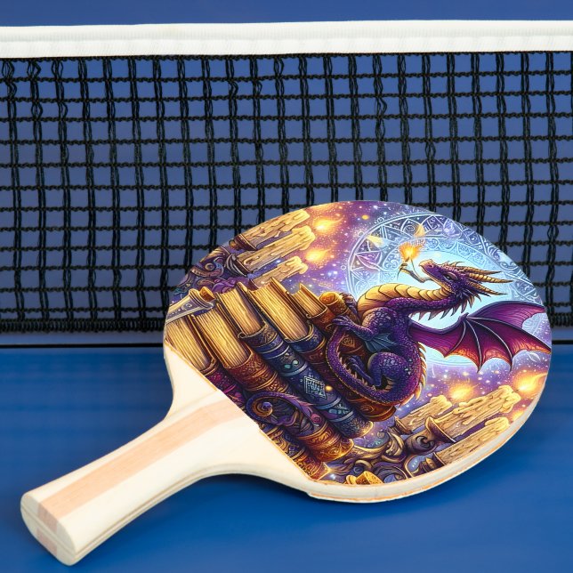 Mystical Dragon Wizard Books Ping Pong Paddle (Insitu)