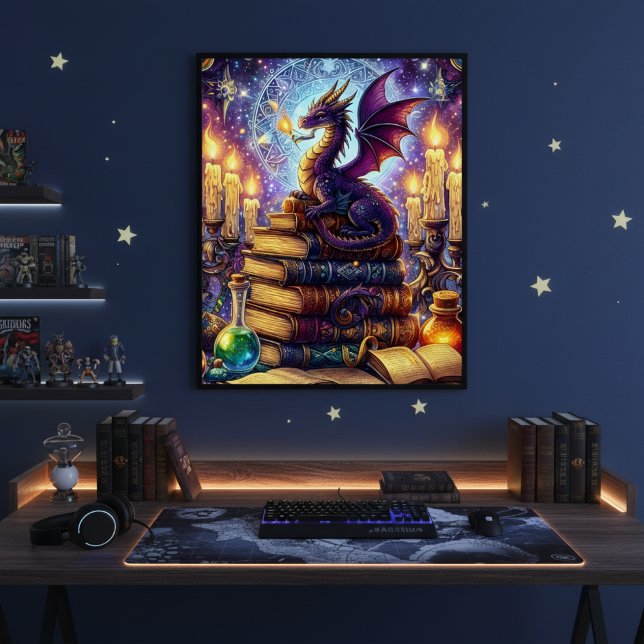 Mystical Dragon Wizard Books Poster (Creator Uploaded)