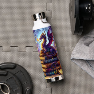 Mystical Dragon Wizard Books Water Bottle