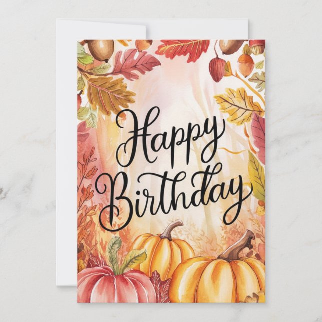 Mystical Dreamy Pumpkin Autumn Fall Happy Birthday Card (Front)