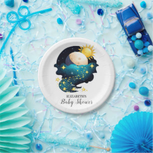 Mystical Dreamy Stars Baby Shower Paper Plate