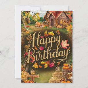 Mystical Dreamy Wish Autumn Fall Happy Birthday Card