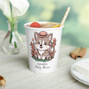 Mystical Dreamy Wolf Baby Shower Paper Cups