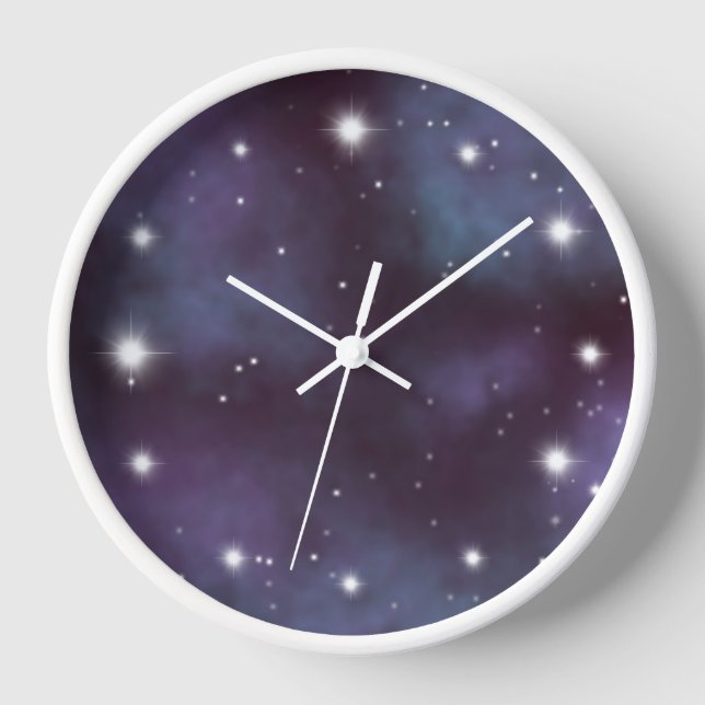 Mystical Dusty Violet Galaxy Clock (Front)