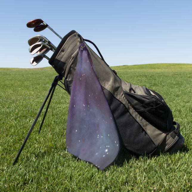 Mystical Dusty Violet Galaxy Golf Towel (Green)