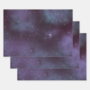 Mystical Dusty Violet Galaxy Wrapping Paper Sheet