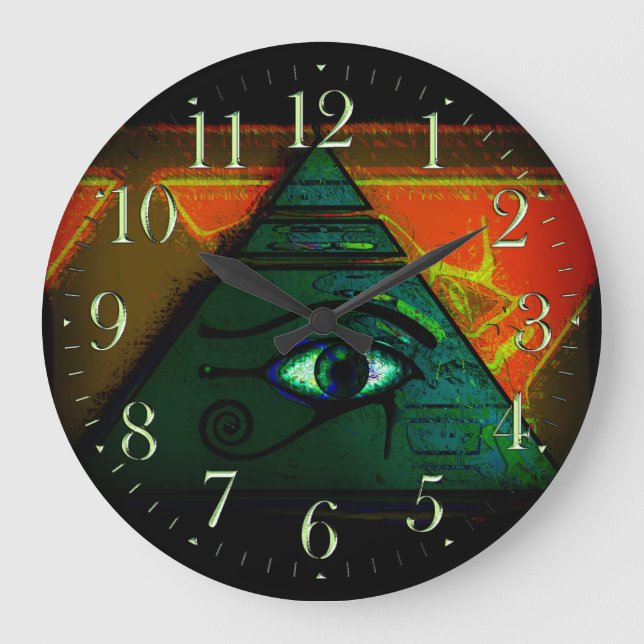 Mystical Egyptian Eye of Horus Large Clock (Front)