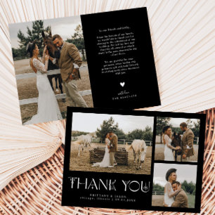 Mystical Elegance Photo Collage Wedding Black Thank You Card
