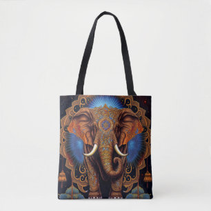 Mystical Elephant Watercolor Tote Bag