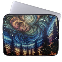 Mystical Ethereal Art with Trees and Night Sky