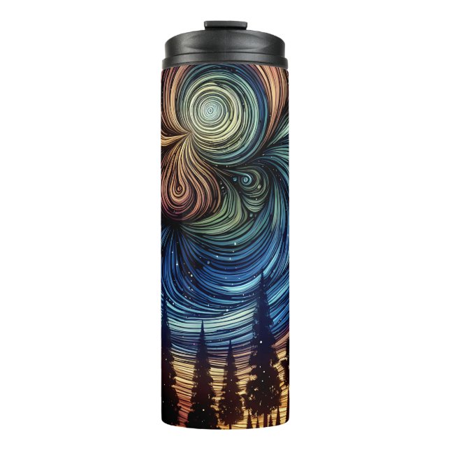 Mystical Ethereal Art with Trees and Night Sky  Thermal Tumbler (Front)