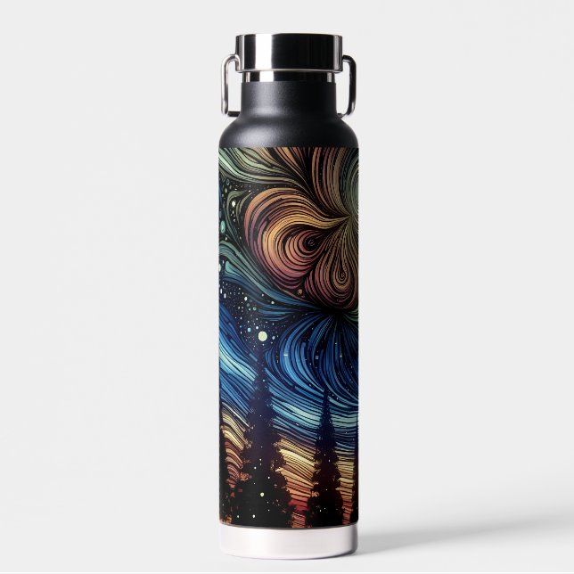 Mystical Ethereal Art with Trees and Night Sky  Water Bottle (Front)